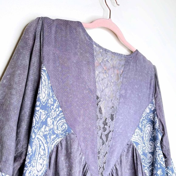 ⚡️SOLD⚡️ california moonrise boho swing hem patchwork top - size small - Picture 5 of 8
